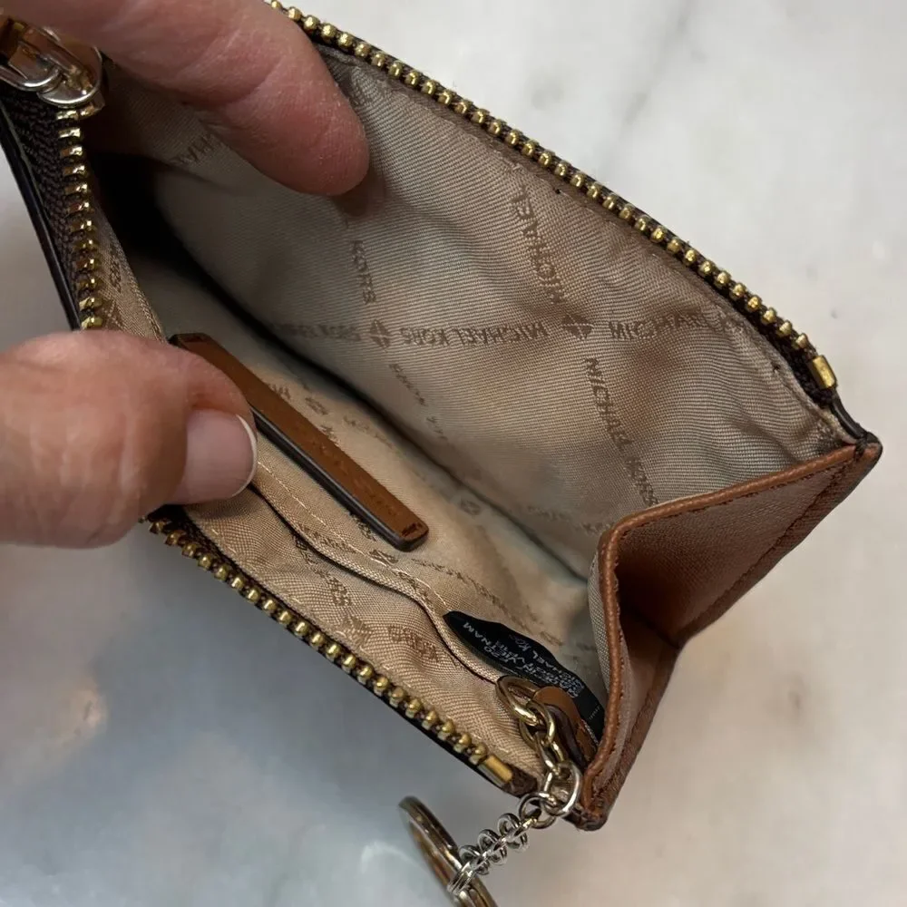 Michael Kors Wristlet Wallet Keychain Signature Logo MK Card Holder Key Chain